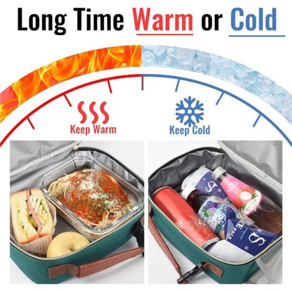 Insulated Lunch Bag Small Reusable Cooler Tote Portable Lunchbox for Work School - Picture 6 of 7